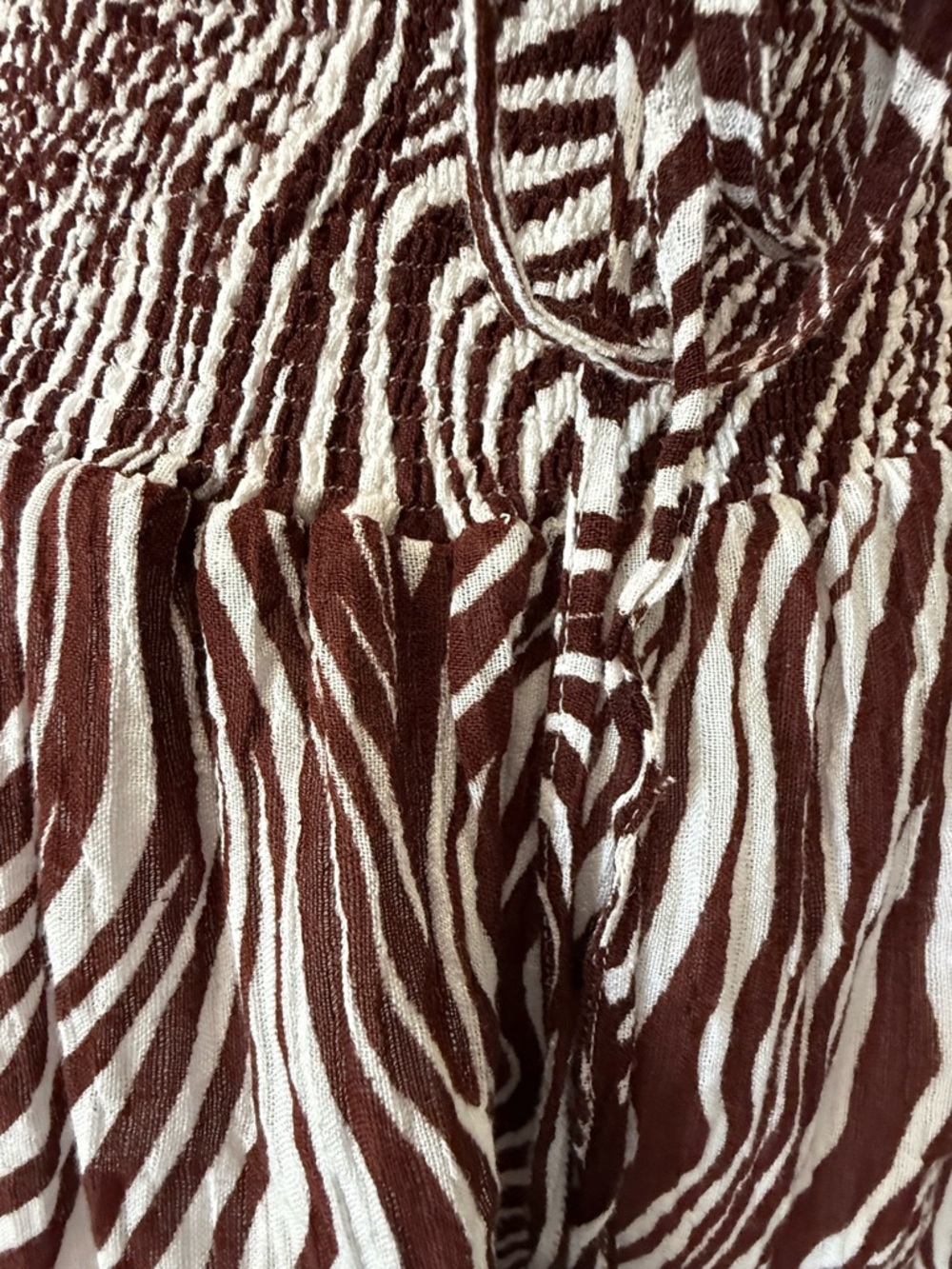 Faithfull the Brand Brown and White Zebra-Print Backless Linen Blend Maxi Dress. - Picture 16 of 16